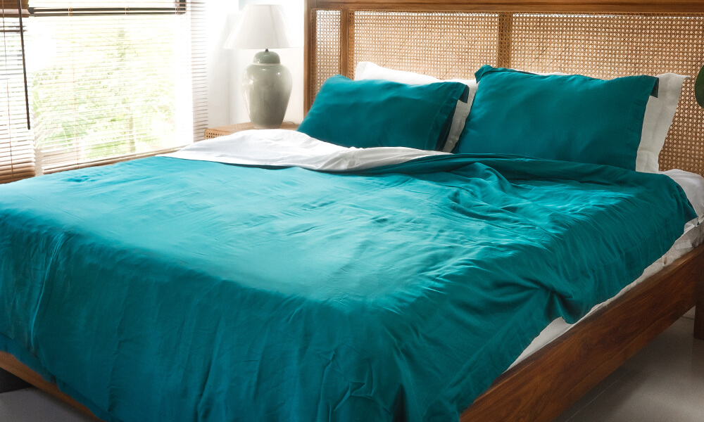 Teal and White Tencel bedding set by Sleep Project