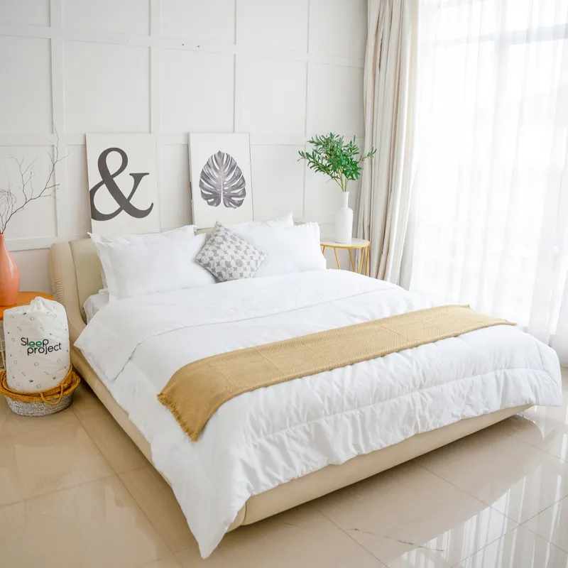 Plain White Sleek Cotton - Hotel Series Bedding Set