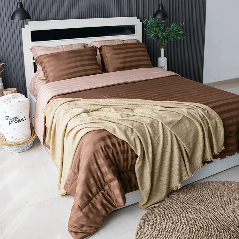 Stripes Coffee & Medium Brown - Premium Bedding Set (TENCEL™ Lyocell)