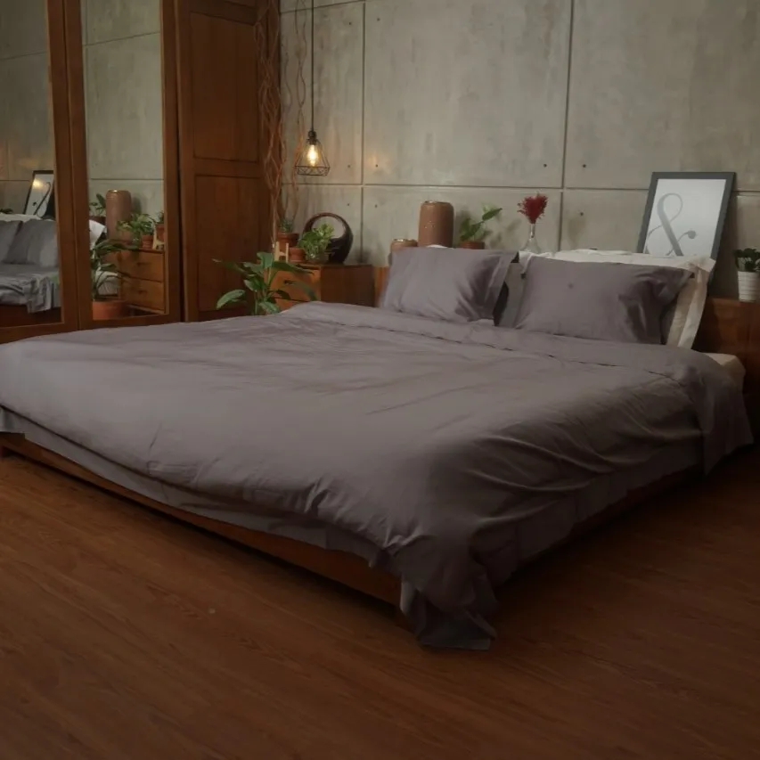 Plain Grey Premium Cotton - Hotel Series Bedding Set