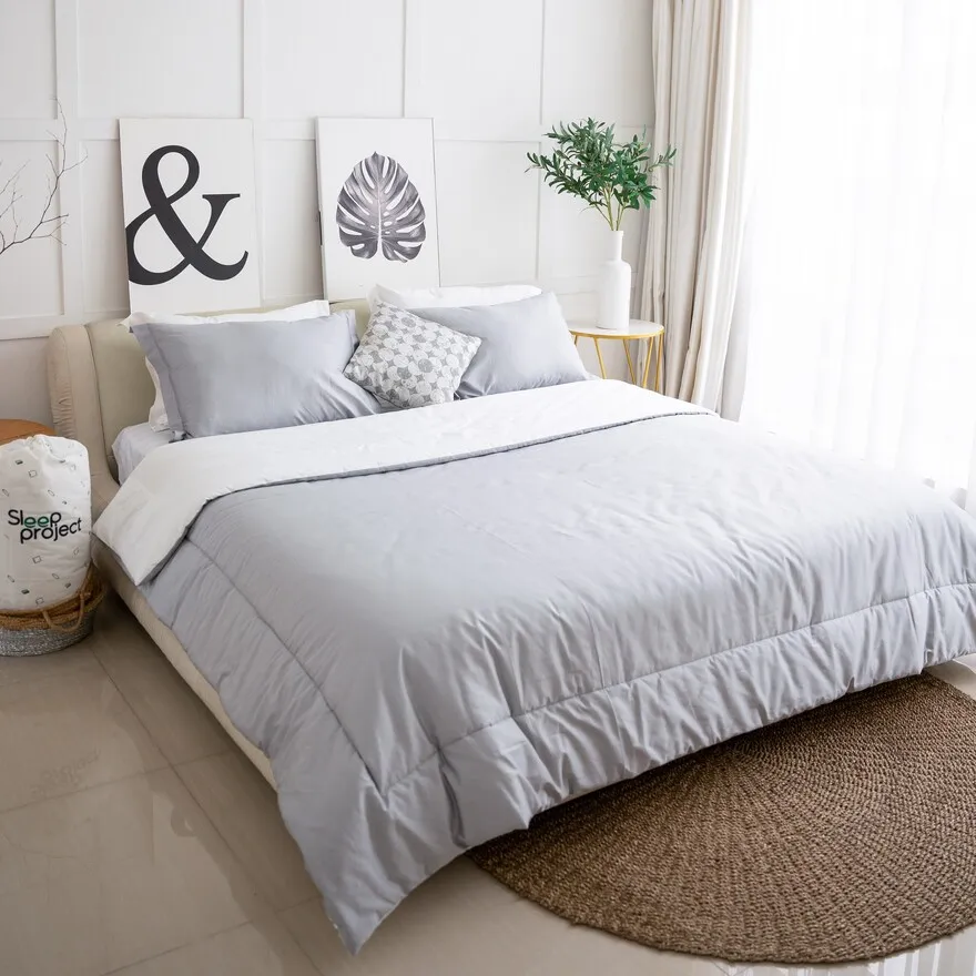 Plain Grey Organic Cotton - Hotel Series Bedding Set
