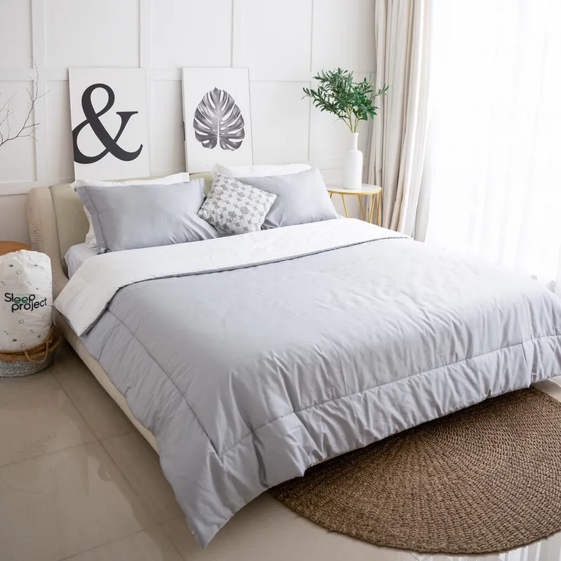 Plain Grey Organic Cotton - Hotel Series Bedding Set