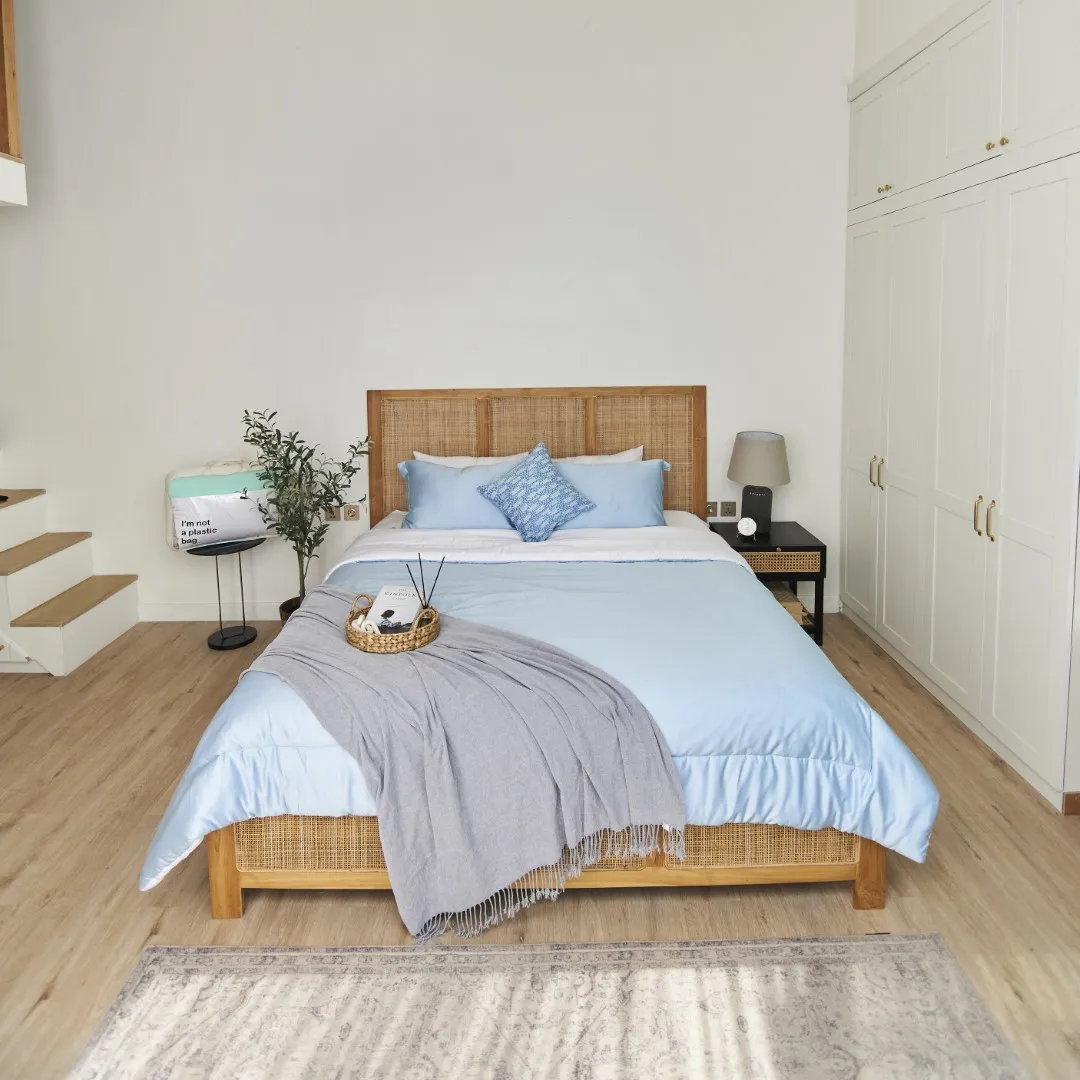 Mint and White Plain - Bedding Set (TENCEL™ Lyocell)