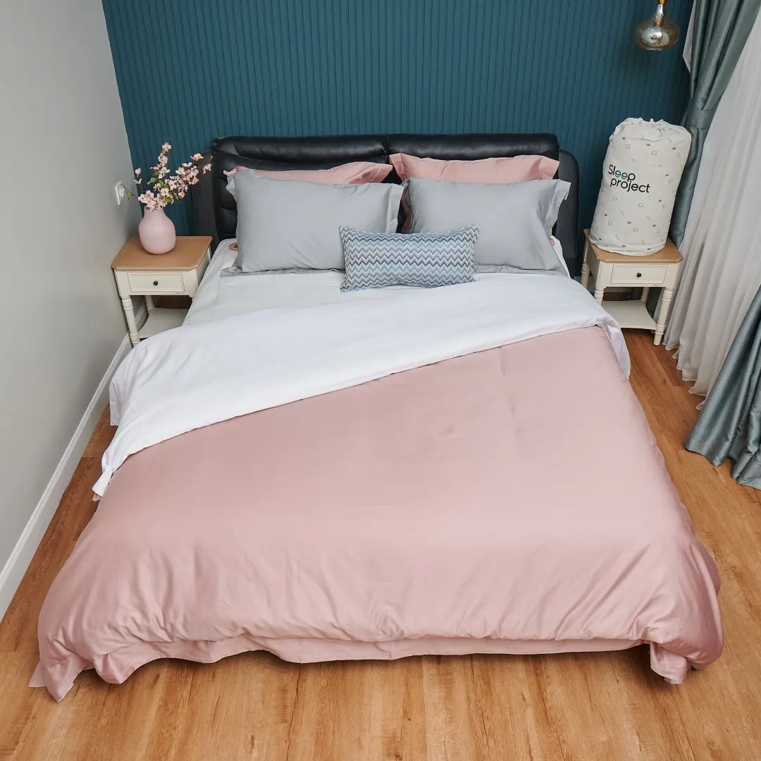 Aluna - Classic Tricolor Premium Cotton Plain Bedding Set