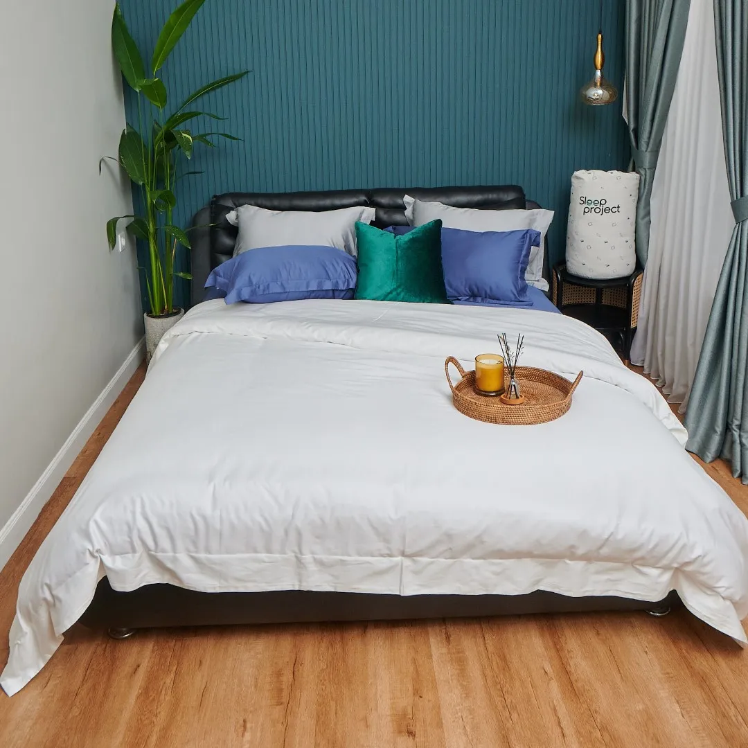 Lazuardi - Classic Tricolor Premium Cotton Plain Bedding Set