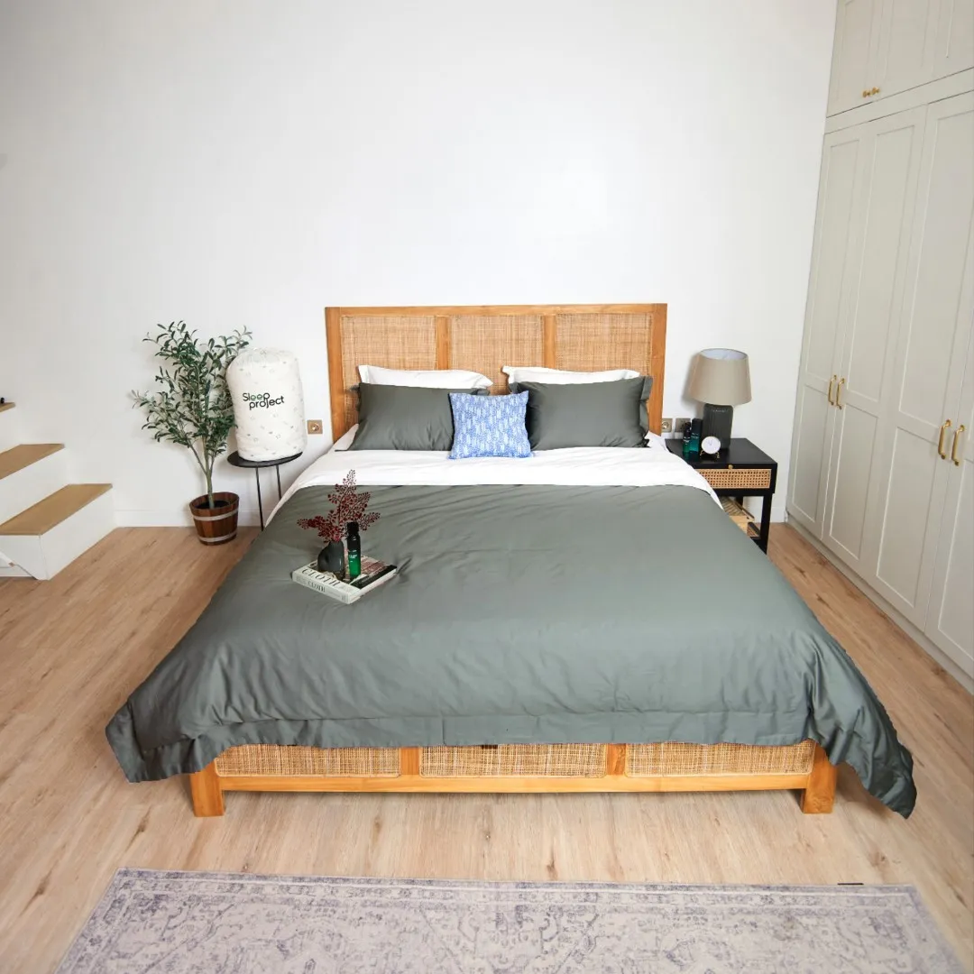Dark Grey & White - Plain Organic Cotton Bedding Set